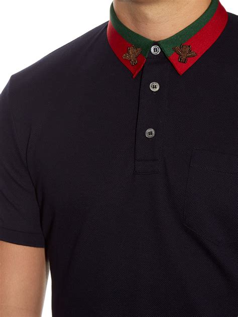 blue striped bee polo gucci|gucci polo shirt.